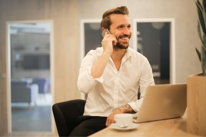 A man on the phone