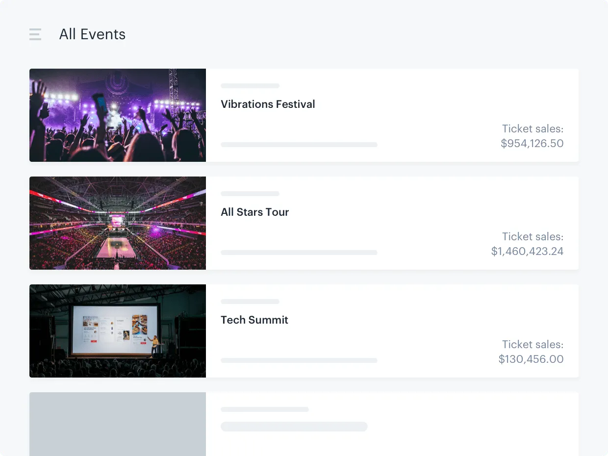 All events listing on the Audience Republic platform