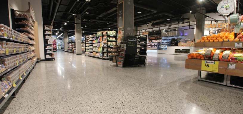 Supermarket with polished concrete floors