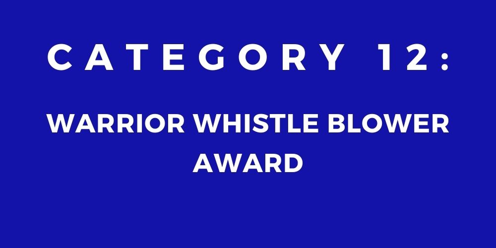 12 - WARRIOR WHISTLE-BLOWER AWARD