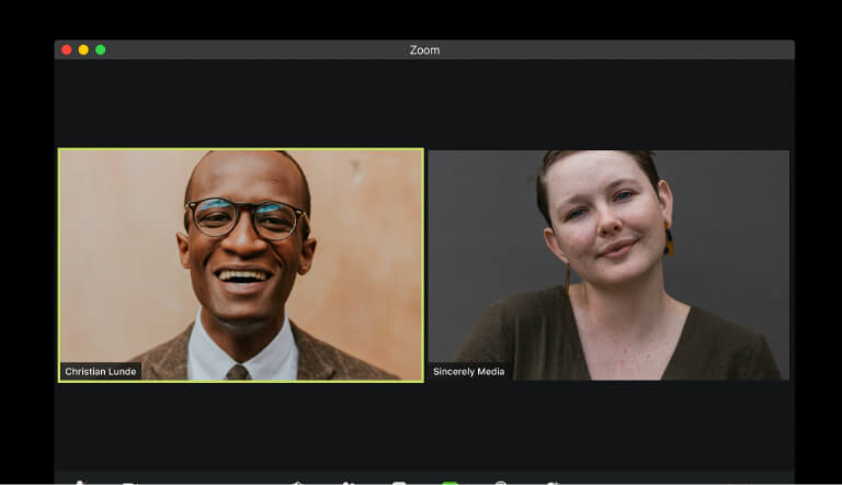Man and woman on a video call