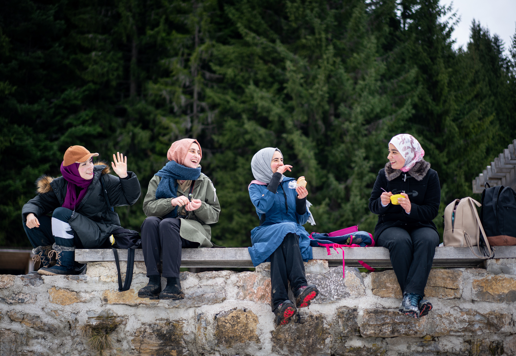 Four Muslimahs outdoors