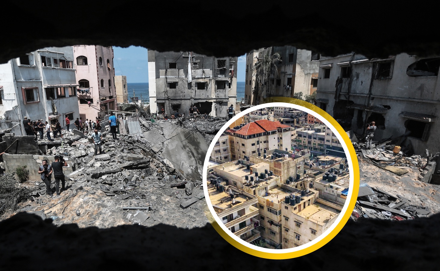 Damaged buildings in Gaza Strip