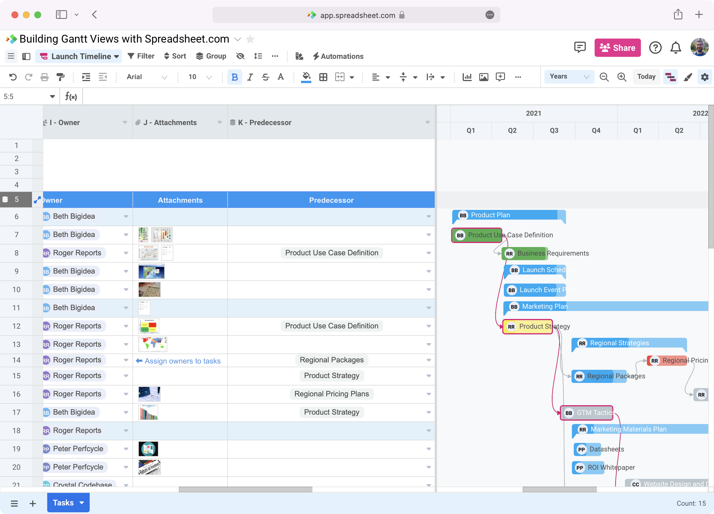 Microsoft Project Gant Deals Aria database