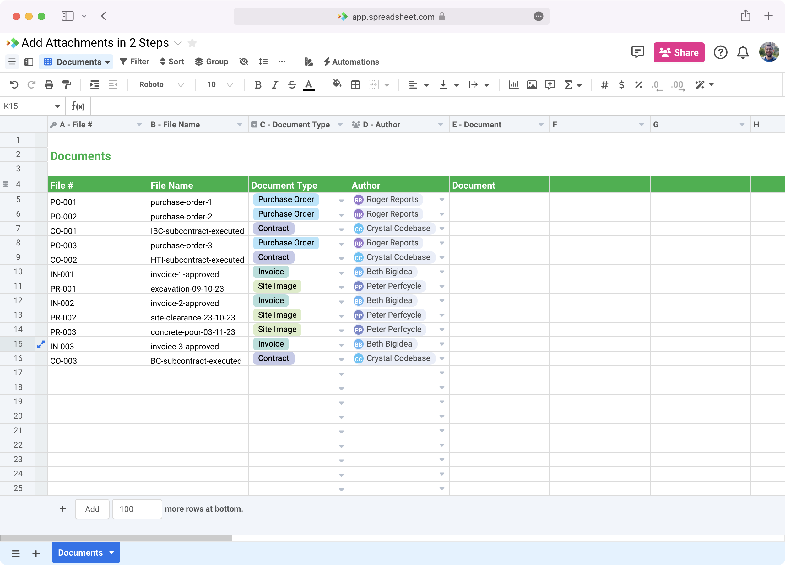 How to Embed Files into Spreadsheet.com Cells