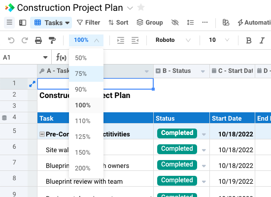 Product Updates: Zoom level in Sheet and Gantt views