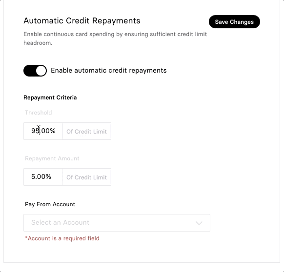 Corporate Card Automatic Credit Repayments