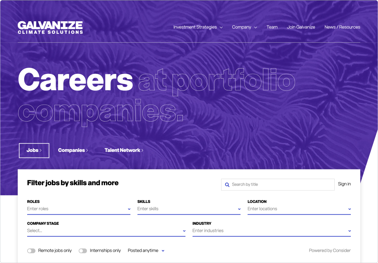 Introducing the Galvanize Climate Solutions Job Board and Talent