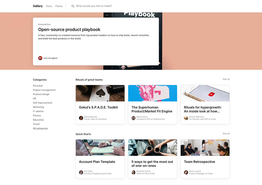 Coda free templates