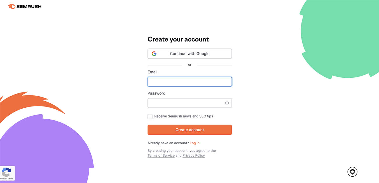Create a Semrush account