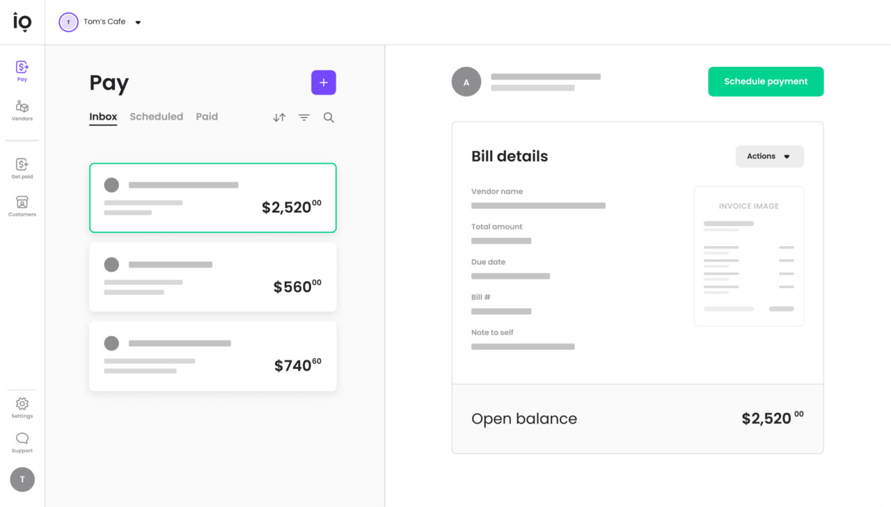 Melio dashboard