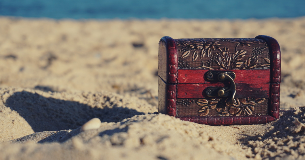 Treasure chest on a beach