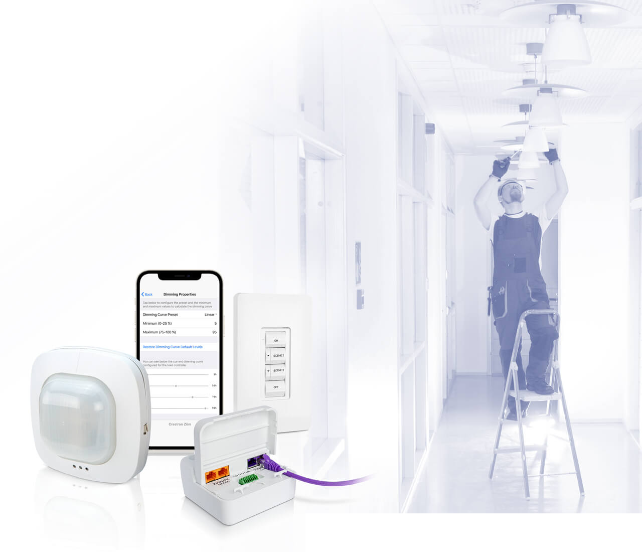 Man installing Wired Zum lighting with wired zum accessories