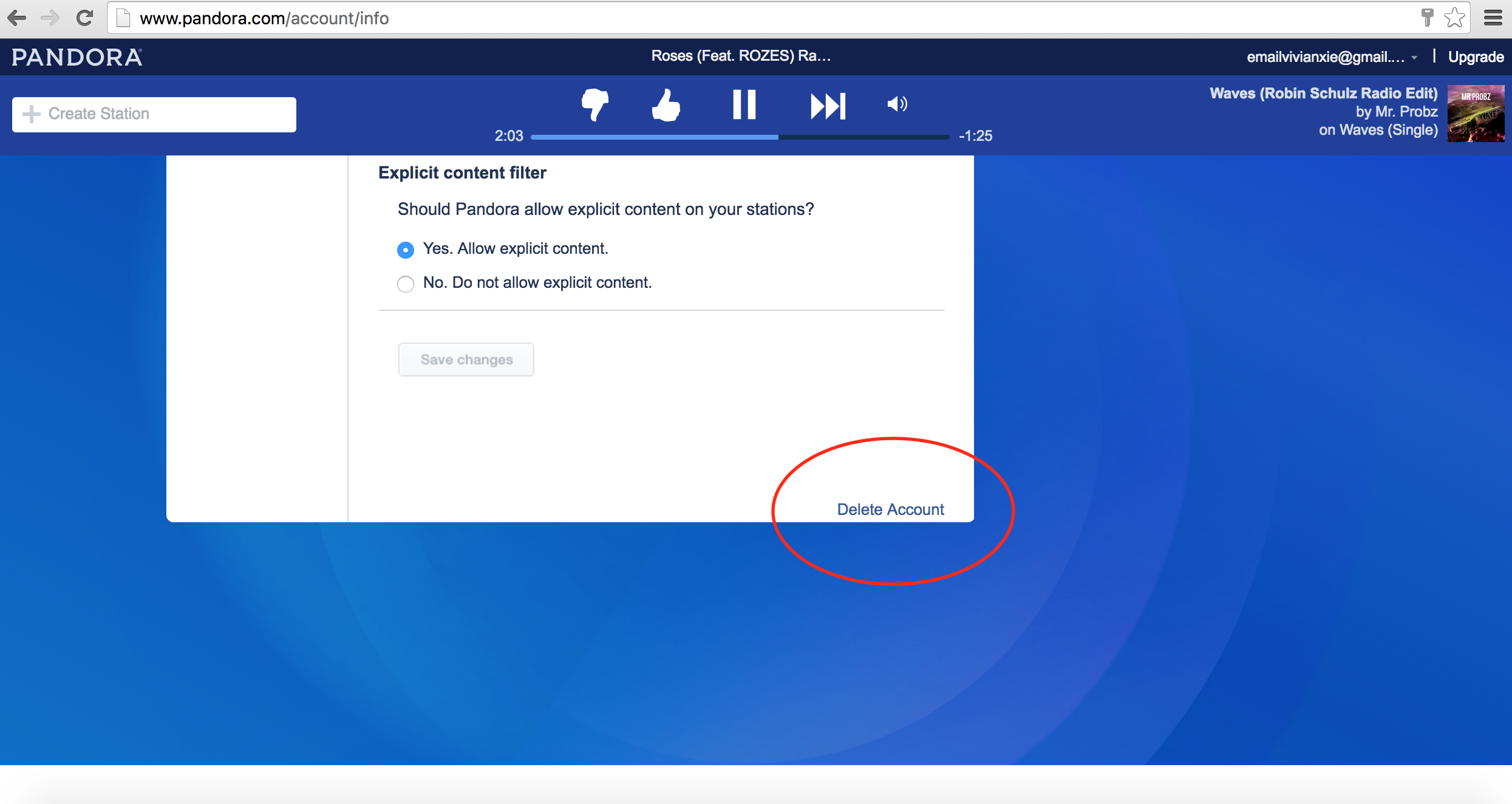 Cancel Pandora step 3