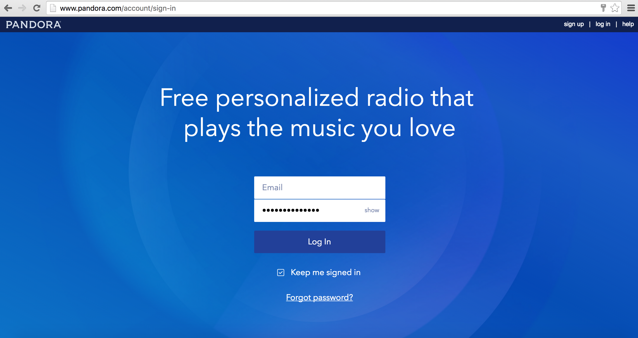 Cancel Pandora step 1