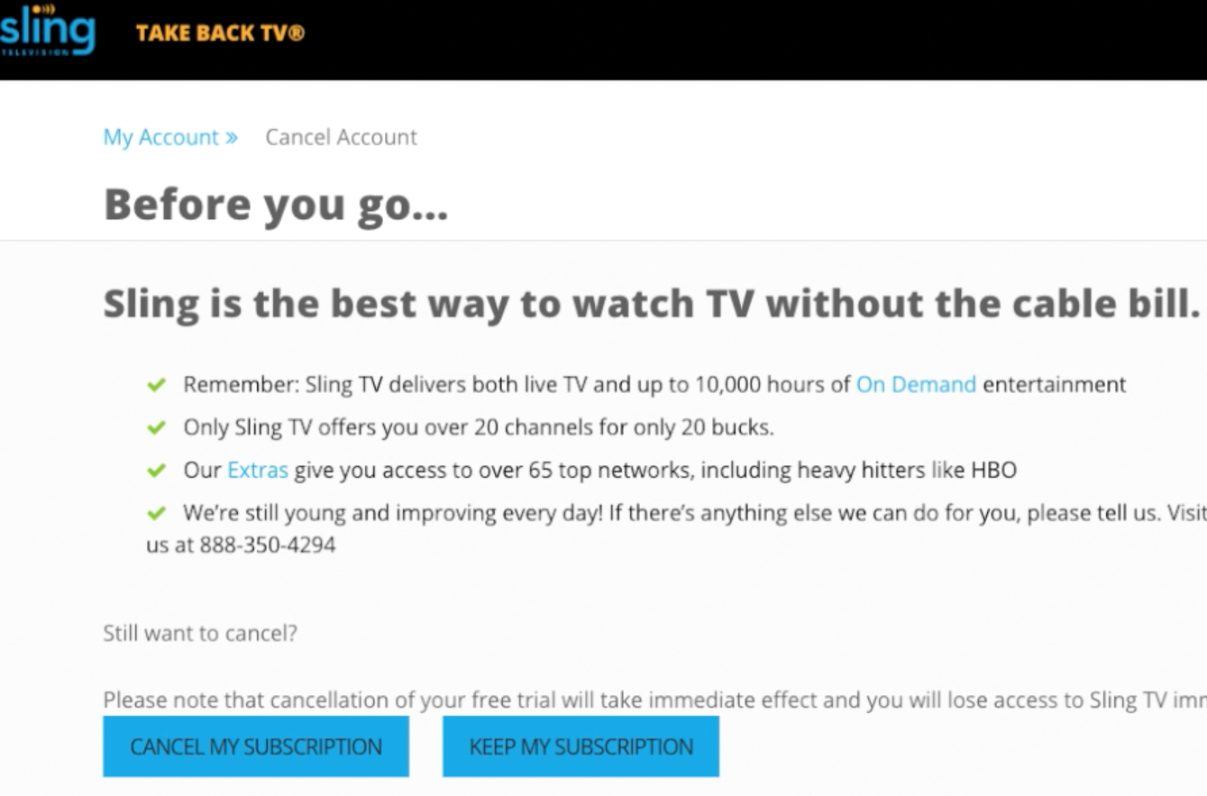 cancel sling tv 4