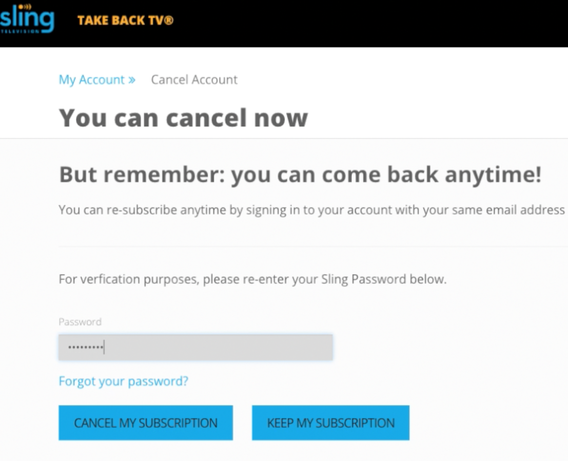 cancel sling tv 5