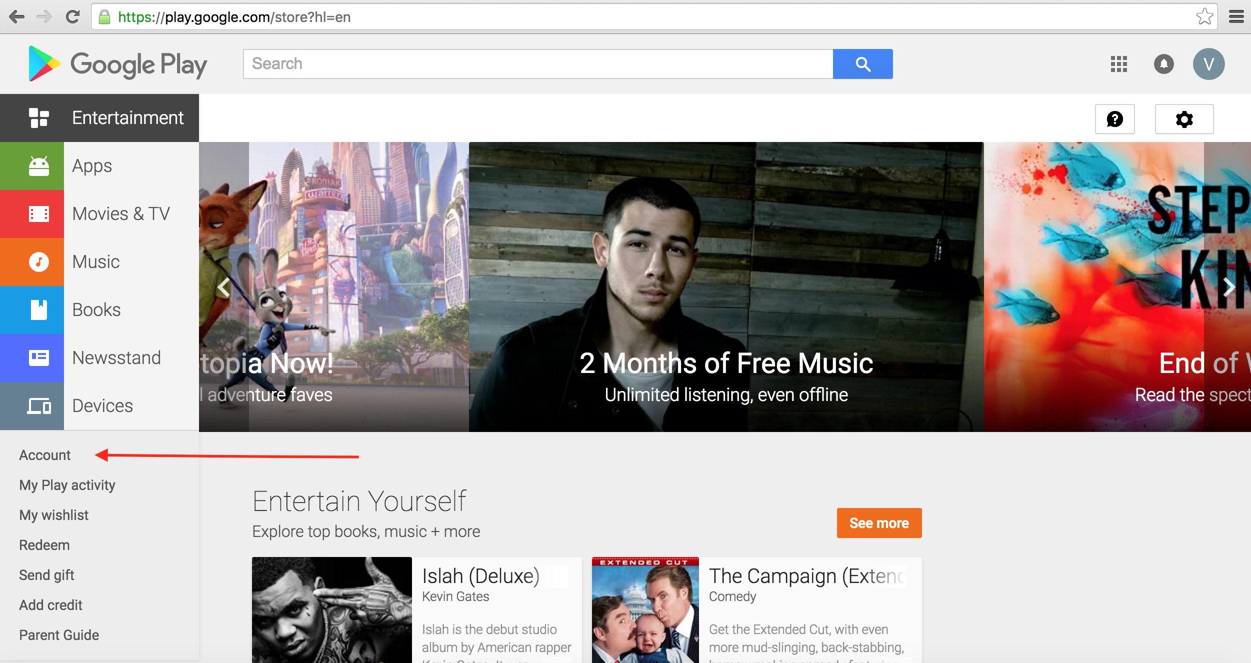 cancel Google Play Music step 2