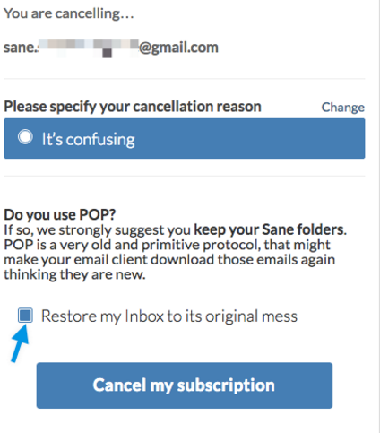 cancel sanebox 3