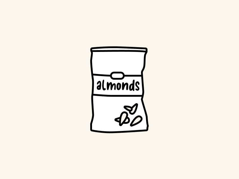 A drawing of a bag of almonds