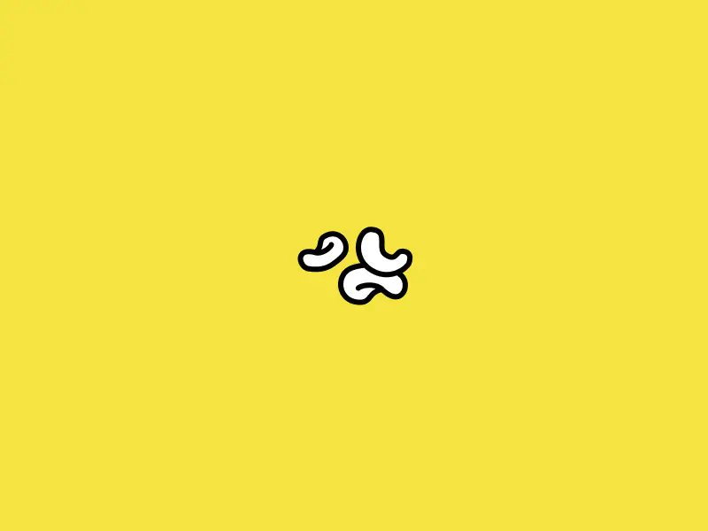 Illustrations of cashews on a yellow background