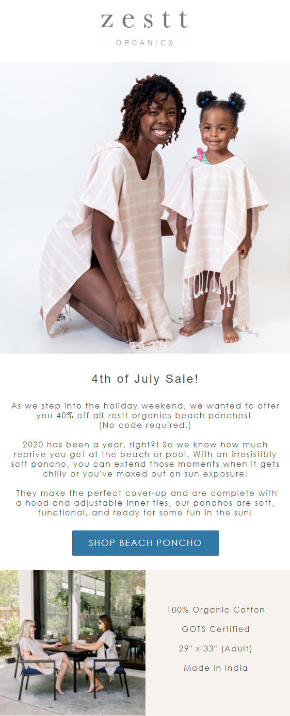 zest organic: 4th of july marketing