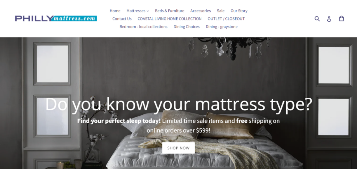 Hero Image Example: Philly Mattress