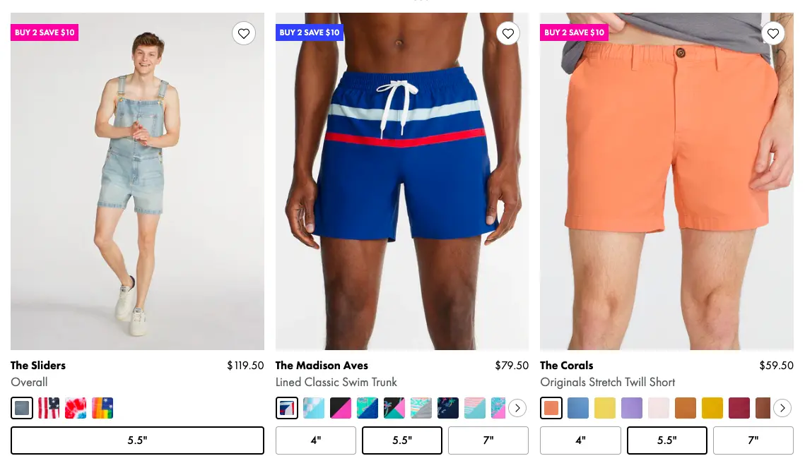 chubbies highlights the label of buy 2 and save $10