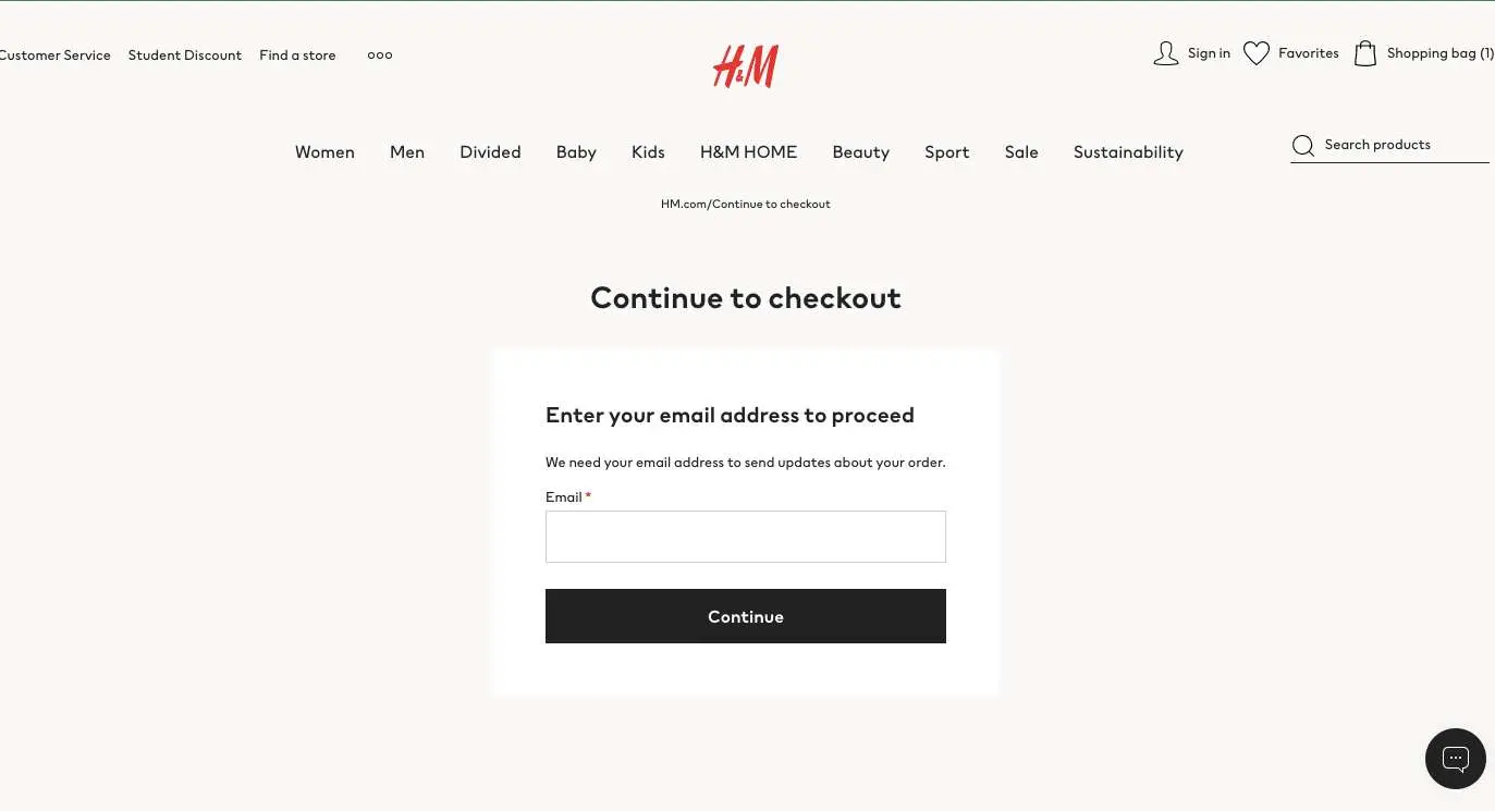 H&M collects shopper email info before sending them to checkout