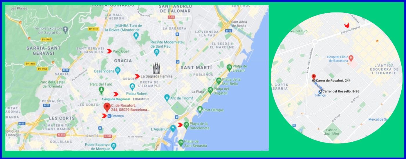 Carte de Barcelone et emplacement du commerce