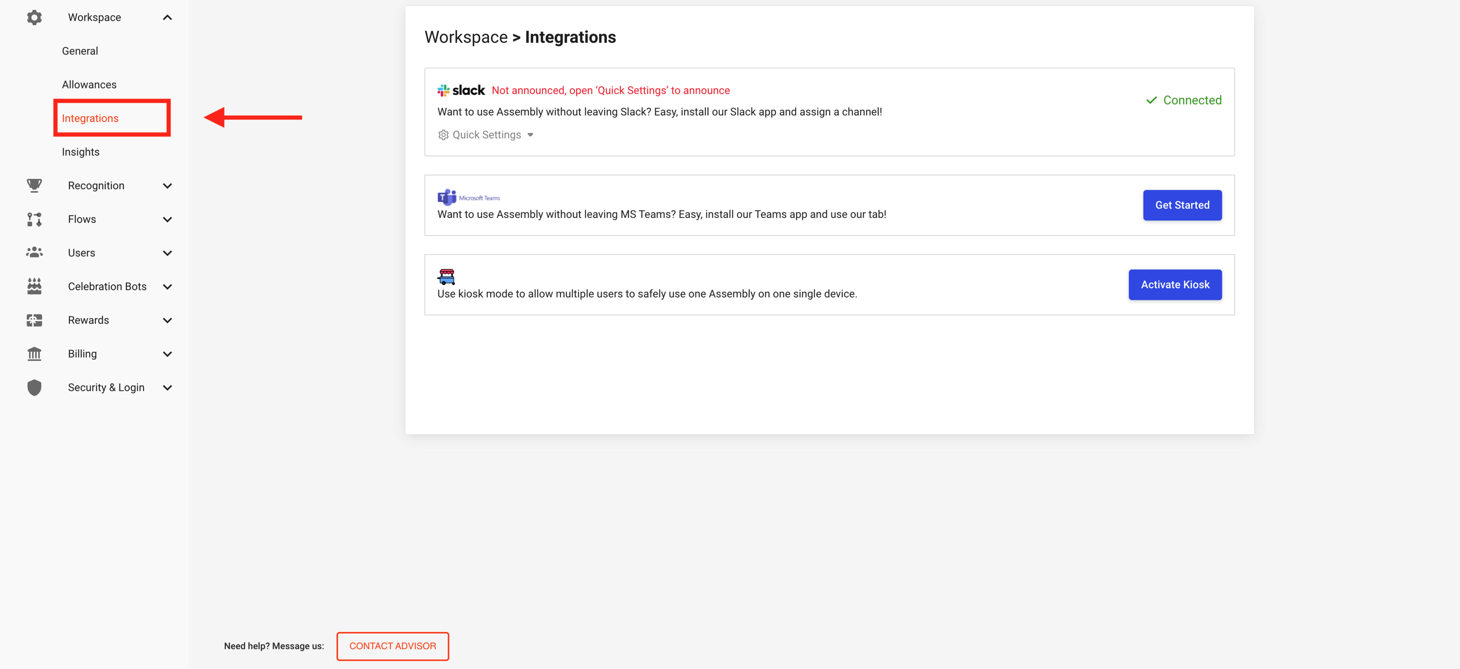 Kiosk Mode for Assembly