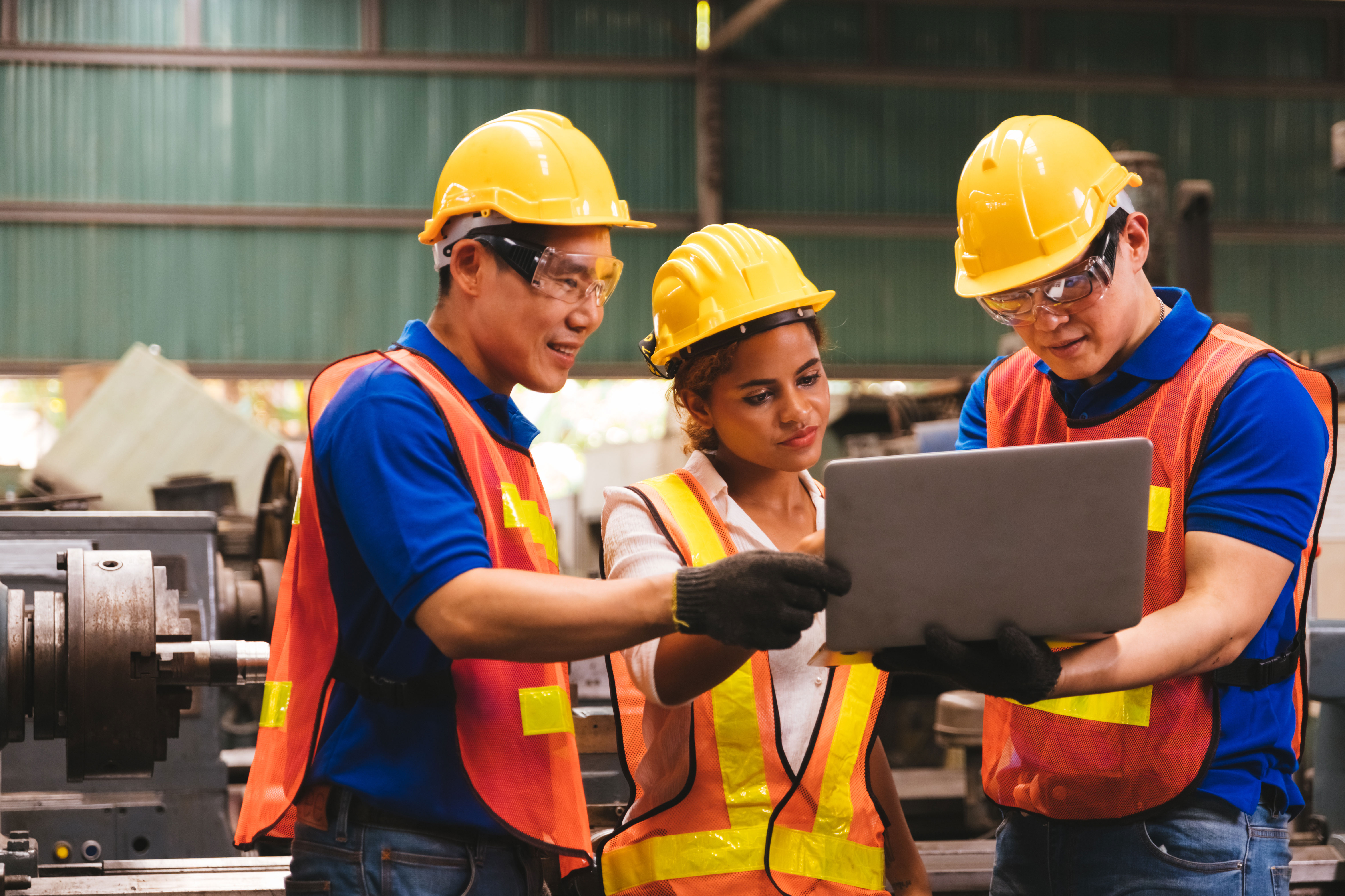 People managing a warehouse with digital technology