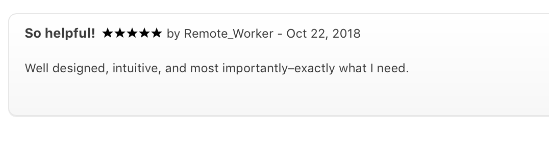 screenshot of an app review