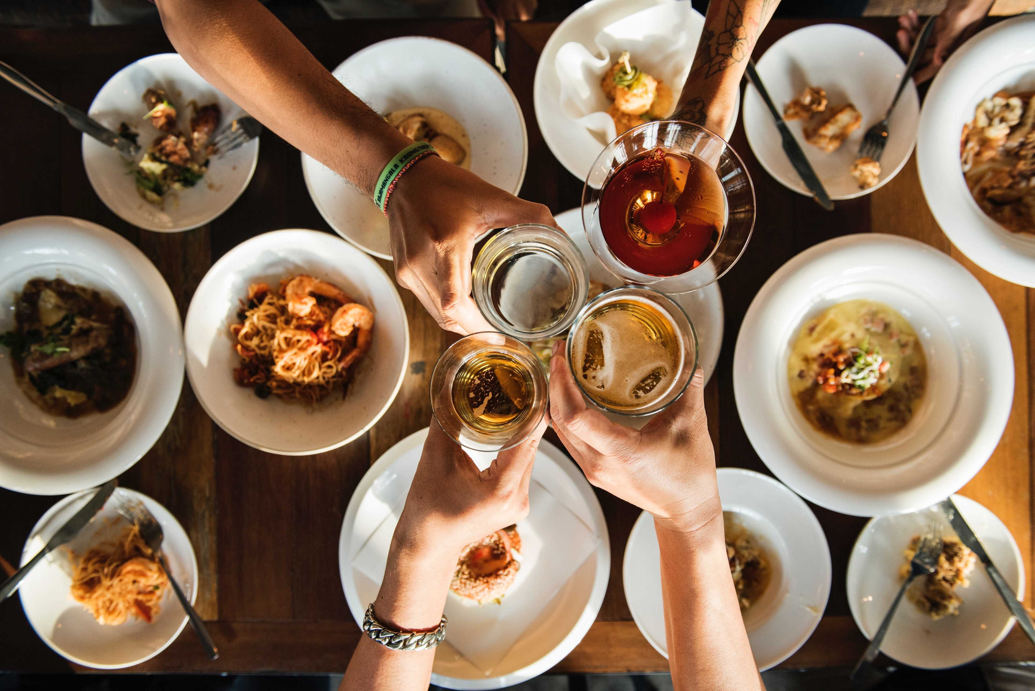 Drinks over a fancy dinner