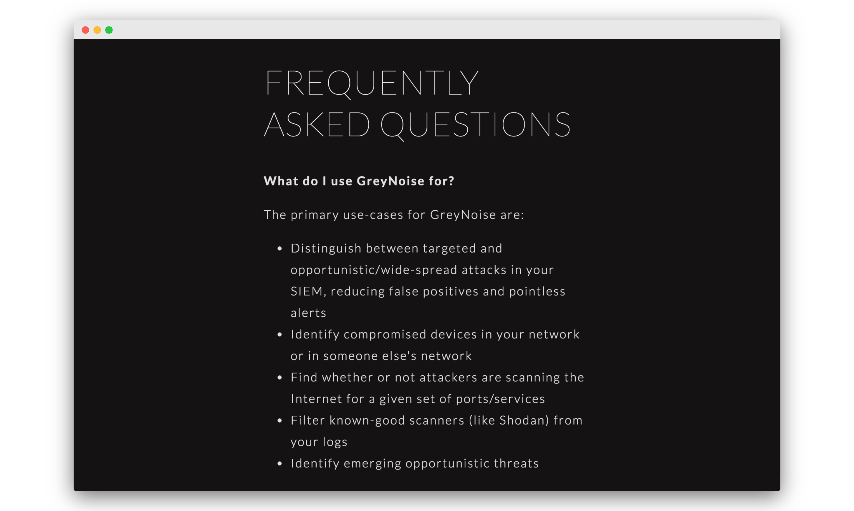 use cases for GreyNoise