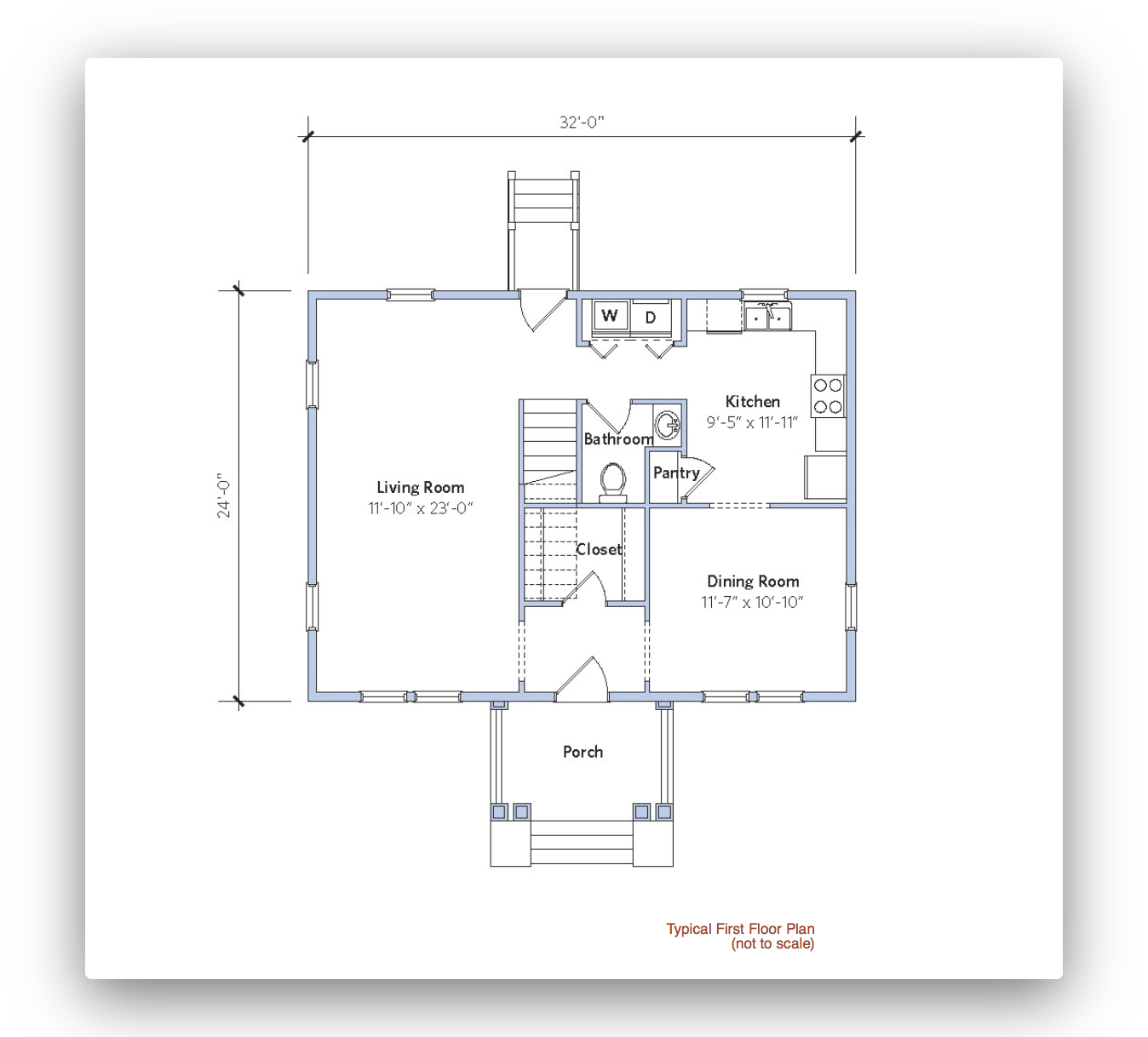 Architectural blueprint of a small house