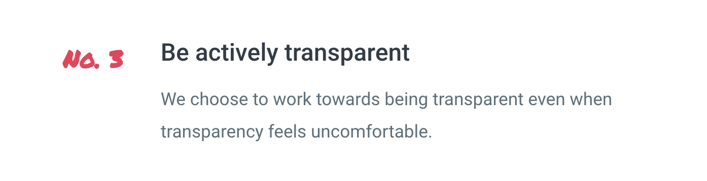 One of our values is transparency