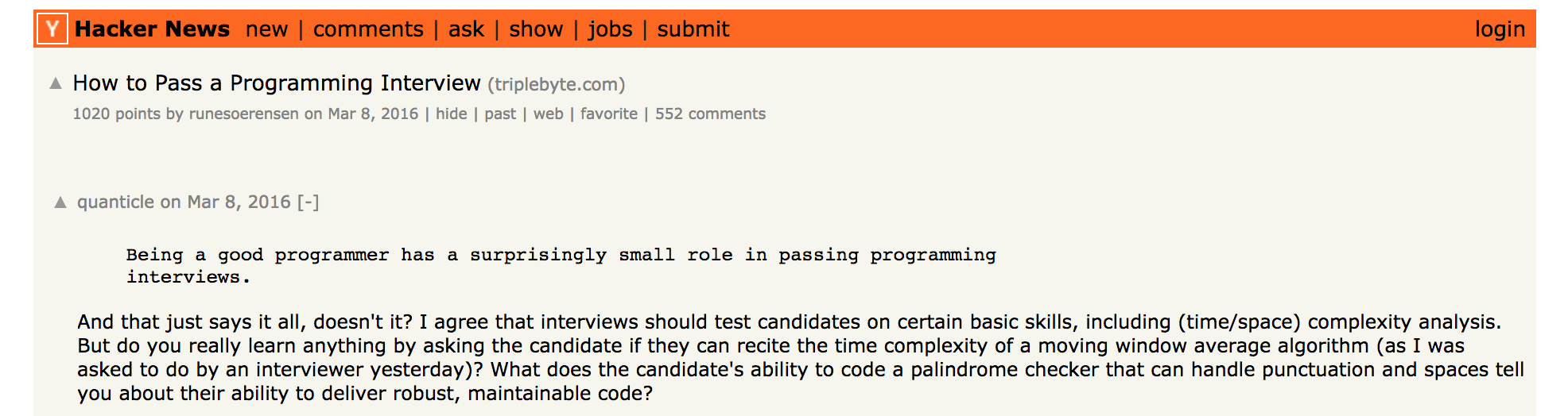 Hacker News screenshot