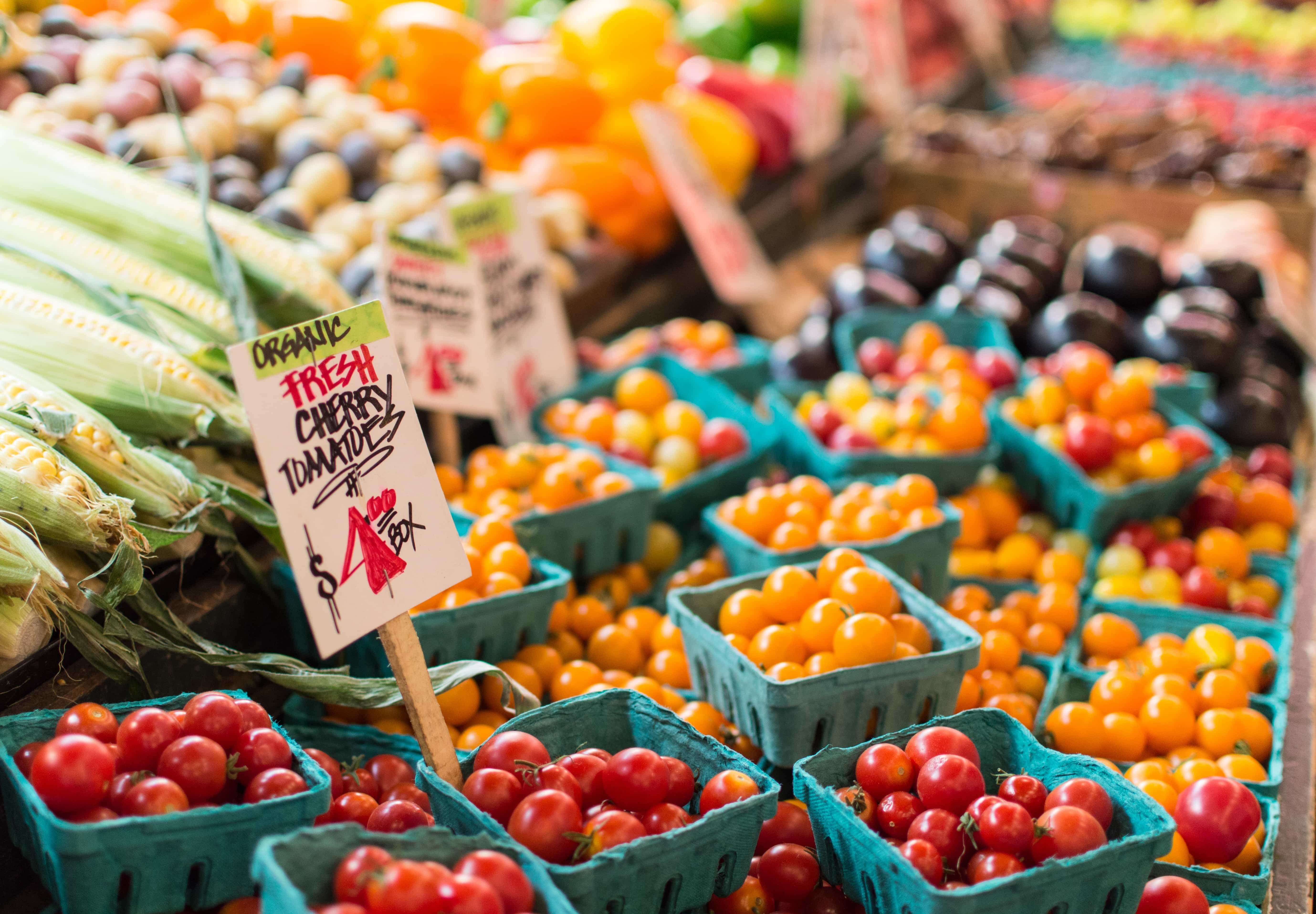 Fruits and vegetables at a supermarket