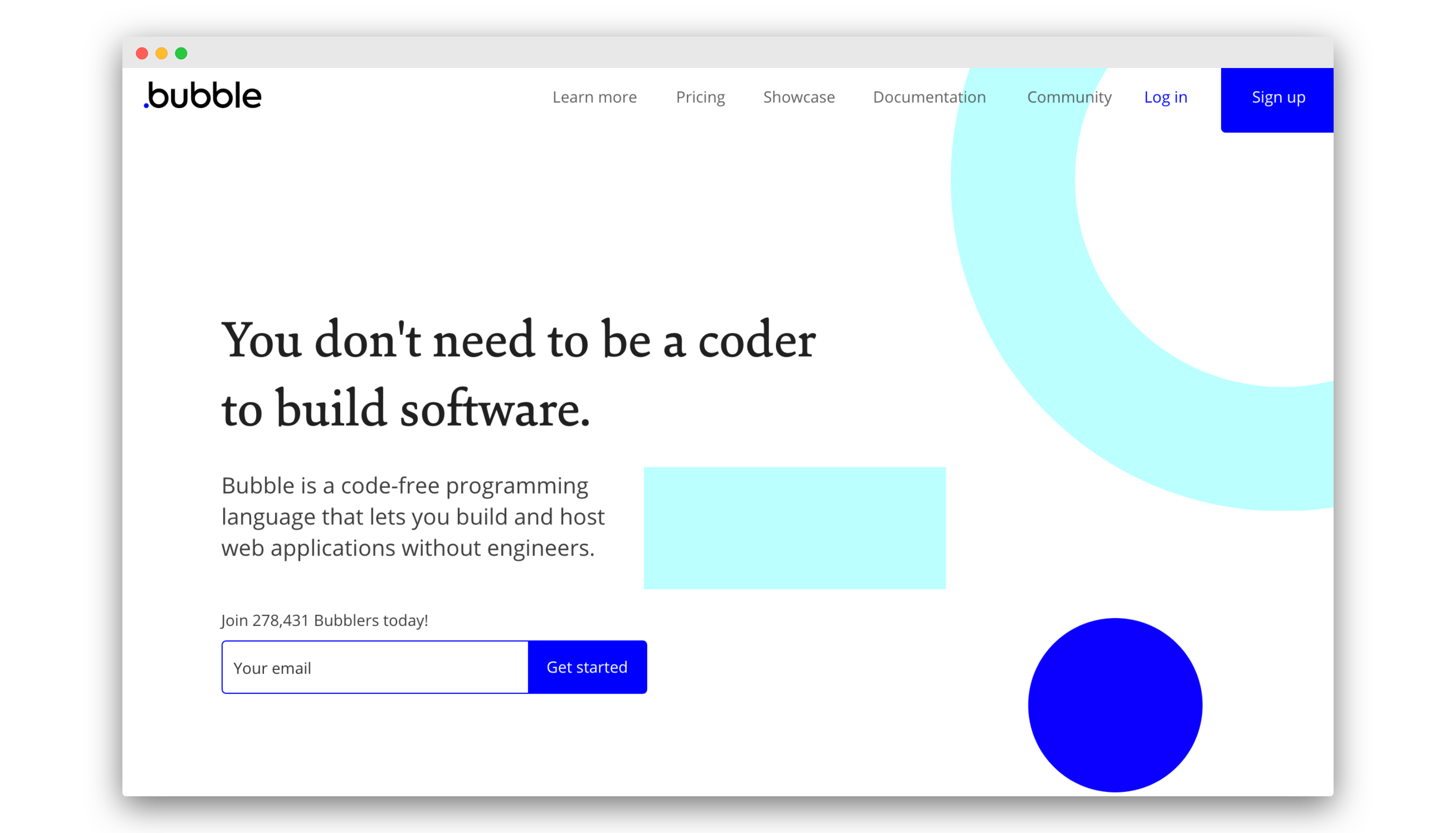 no-code web app builder homepage
