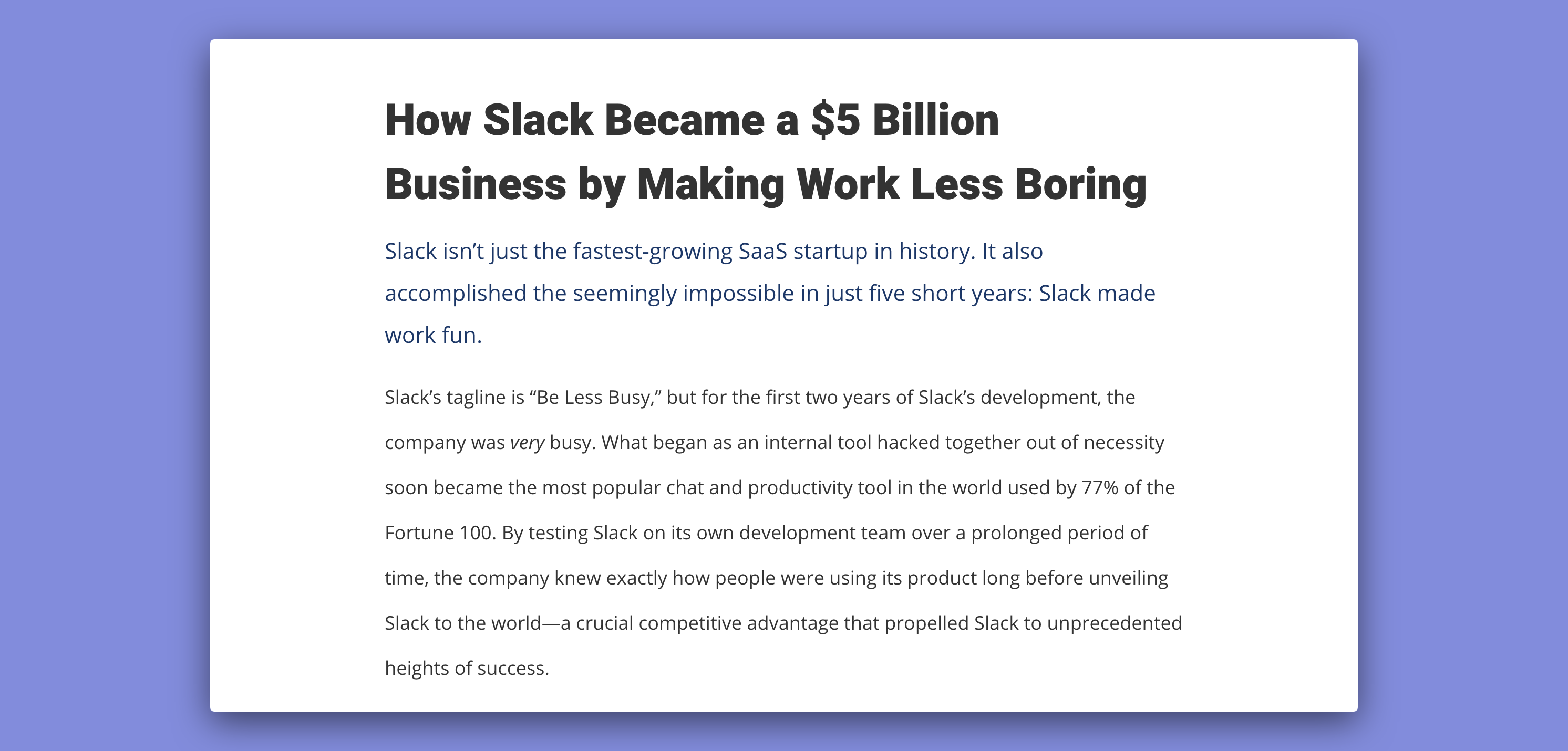 A product habit's blog post