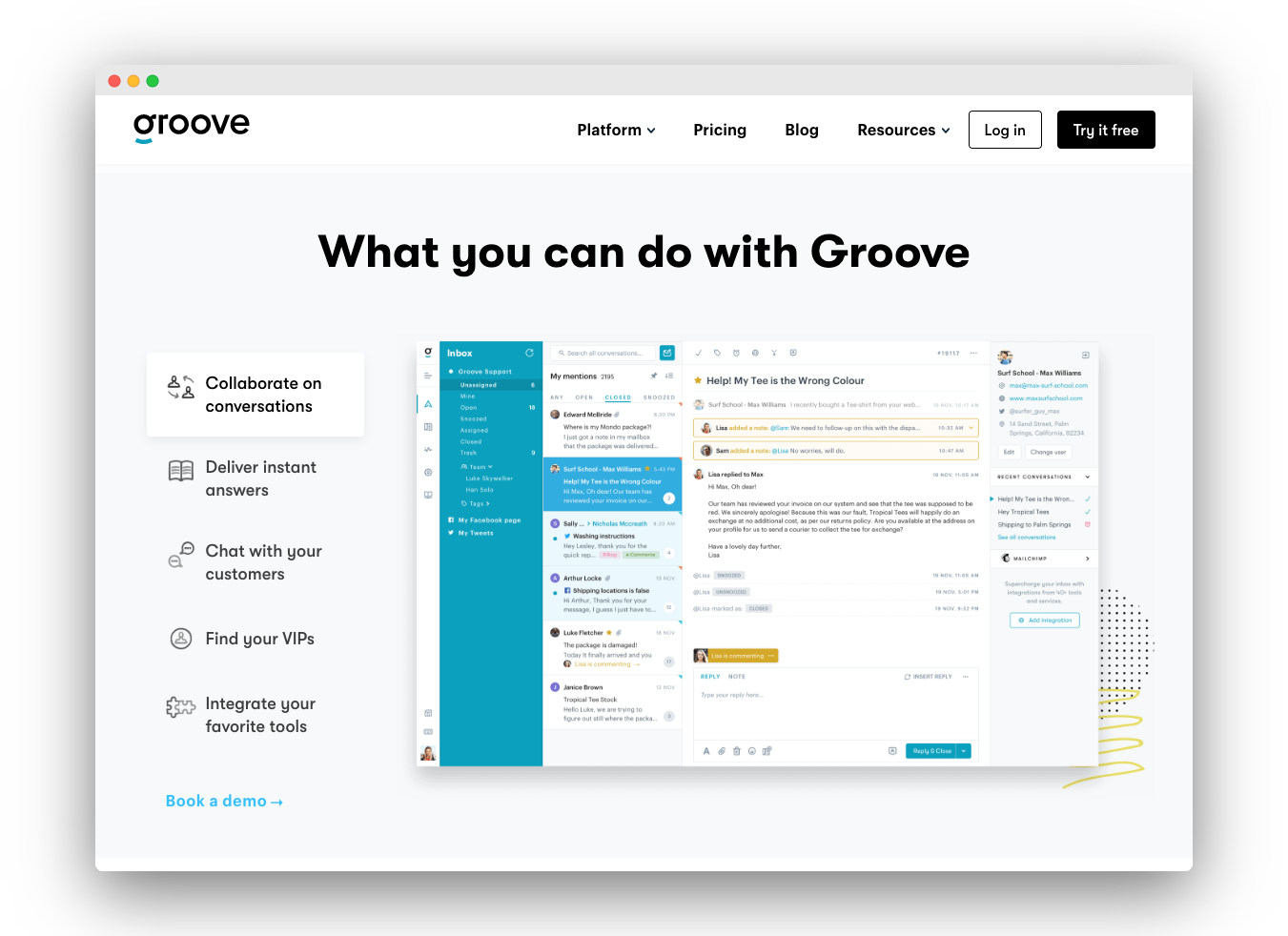 Groove's current homepage