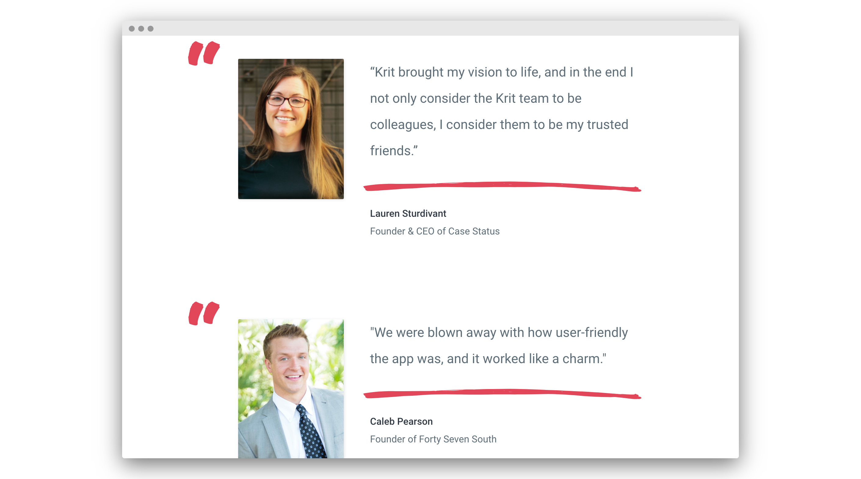 app development testimonials