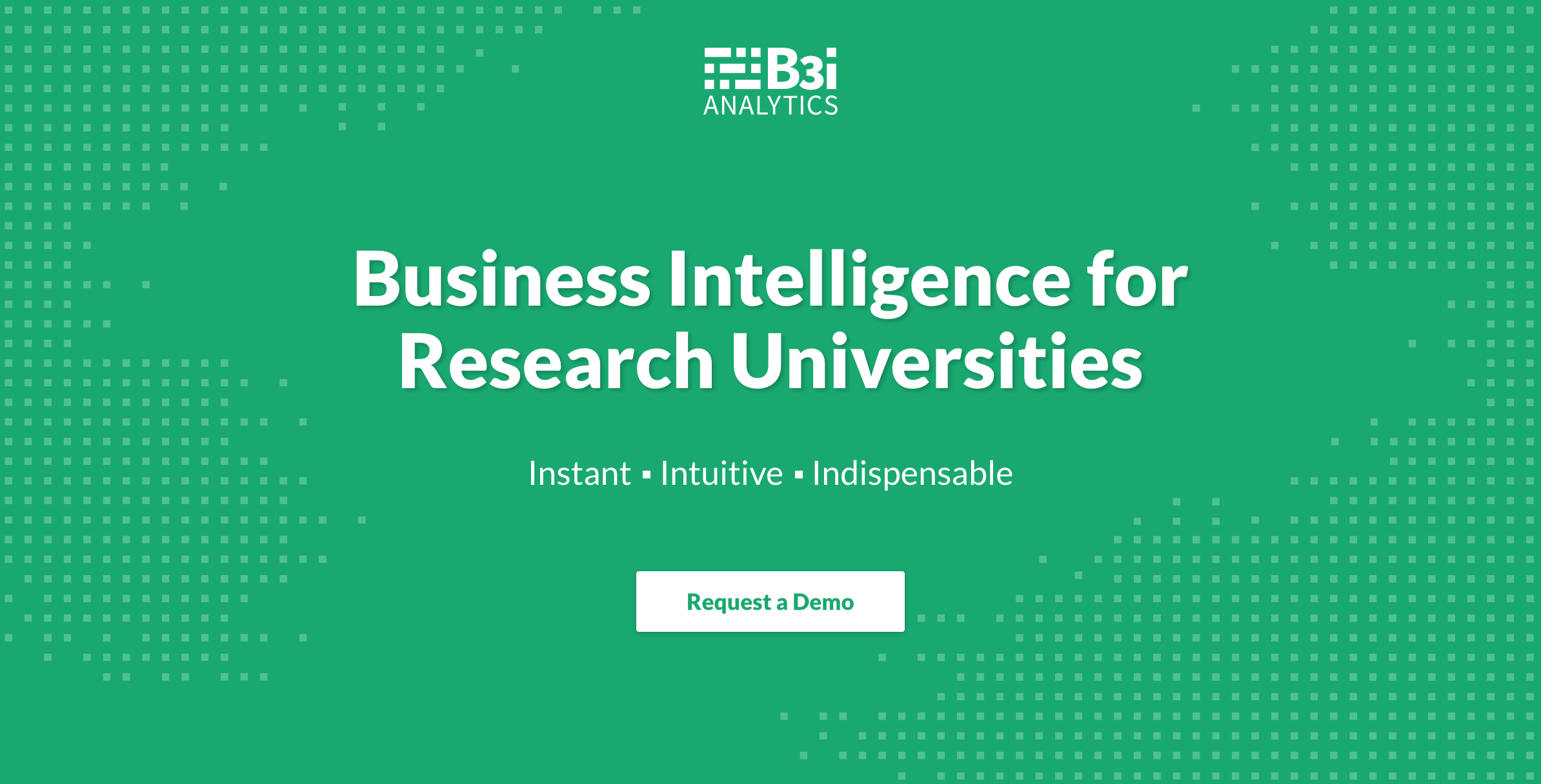 Screenshot of B3i's marketing site