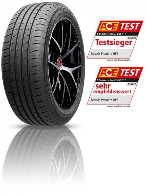 Siegerpodest für Maxxis PREMITRA 5 – HP5 im ACE-Sommerreifentest: