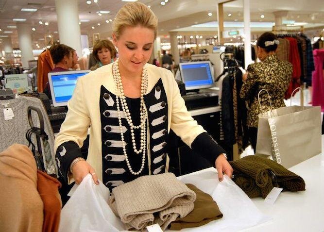 Nordstrom adds a human touch by wrapping the order up and walking around the counter to give it to the customer . Source: SalesForce.com
