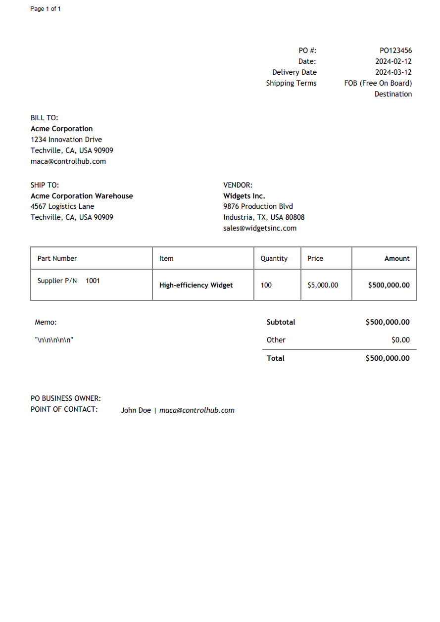Free PO: Purchase Order Template, Form Download 2024