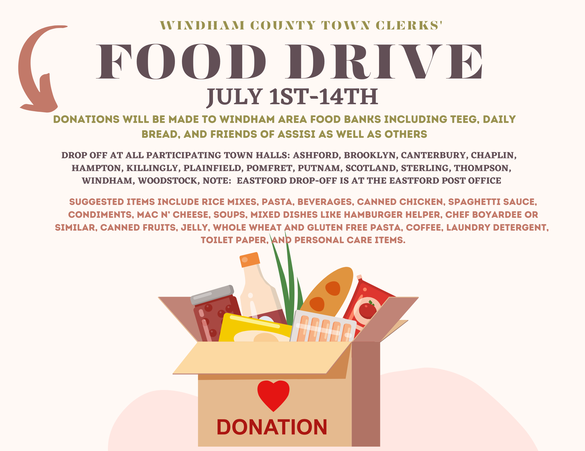 Article Windham County Town Clerk's Association Food Drive