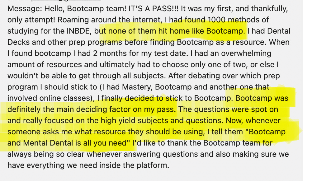 Student reviews inbde bootcamp