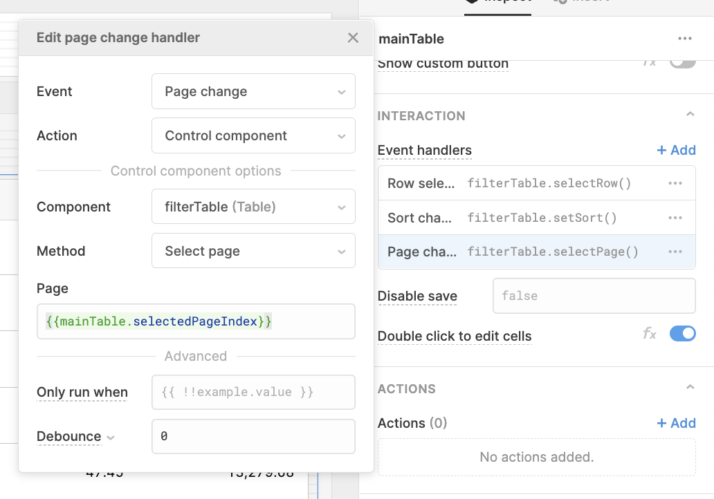 event handler setting selected page index